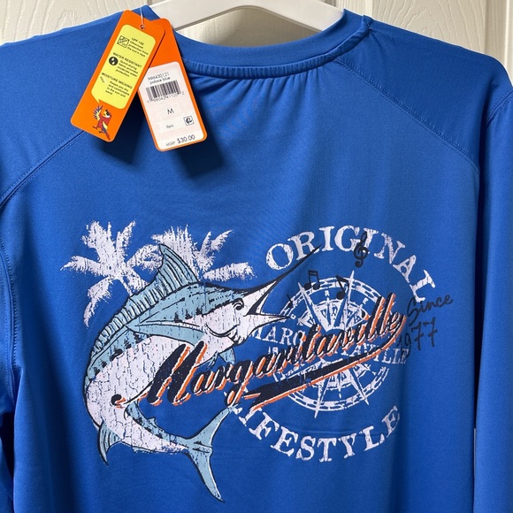 Margaritaville Palace Blue Shirt with Palm Design - Picture 4 of 10